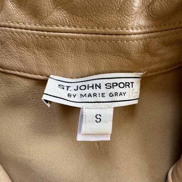ST. JOHN Sport Leather Jacket By Marie S Italy Luxury (read) - Picture 5 of 7